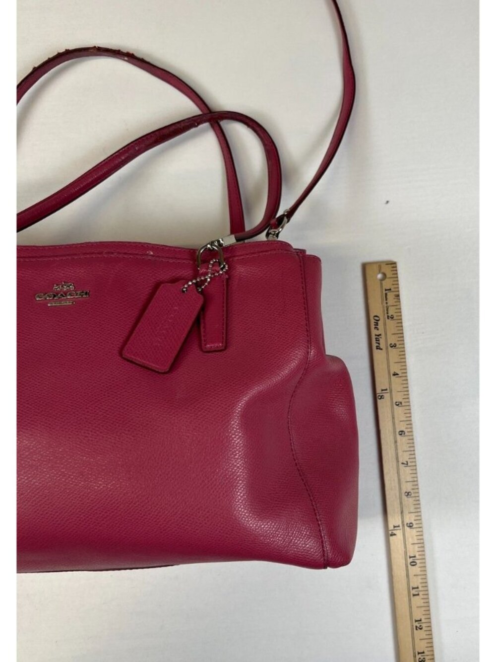 Coach Women Pink Leather Satchel Handbag Crossbody Bag Silver Hardware - Picture 14 of 16